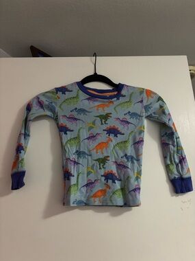 Mini Boden Light Blue Long Sleeve Dinosaur Tee with Colorful Dinosaurs